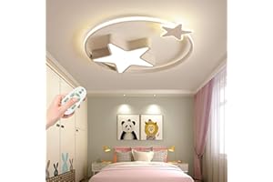 AUCF LED Enfants Plafonnier Étoile Lampe Garçons Et Filles Chambre Spots De Plafond Dimmable Avec Télécommande Lumière Éclairage Salon Chambre D'enfants Salle À Manger Lampe Décoratif,Blanc,45cm