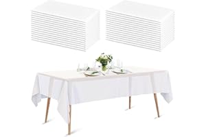 Luriseminger Tischdecke Einweg 20 Stück, Wasserdicht Tischabdeckung aus Vliesstoffe mit PE-Film Einweg Tischbezug Weiß Tischtücher für Hochzeit, Party, Geburtstag (150 x 240cm)