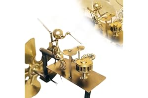 AQUACLR Handmade Metal Drummer Windmill, Steampunk Drummer Wind Spinners for Garden, Copper Look Garden Wind Spinners, Drummer Figure Tapping Statue, Terrace Lawn Gardens Ornaments