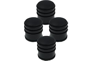 HRB Türstopper Edelstahl hoch massiv 2 Stück - Schwerer Türstopper Boden mit modernen Design, Door Stopper versehen mit Gummiring zum Schutz der Türen (Schwarz)