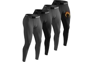 ATTIQOZI 4 Pack Thermounterhose Herren Lang Unterhosen Männer Thermounterwäsche Warm Innenfleece Skiunterwäsche Winter Leggings Unterziehhose Herren Fußball