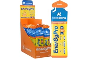 Keepgoing Gel Energético EnergyPro Sabor Naranja 24 uds x 75g | Energy Gel Ciclismo y Running | Ratio 1:0,8 Maltodextrina: Fructosa