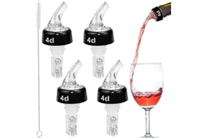 SLTAXAR 4 Stück Flaschenausgießer Spirituosen 4cl Dosierer für Flaschen, Ausgiesser für Spirituosen 4cl mit Bürste Portionierer Flasche bar Bottle pour Spouts Dosierer für Wein Schnaps Cocktails Öl
