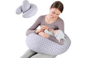 Labtec Coussin d'allaitement et de grossesse 2 en 1, coussin de sommeil latéral, hanches, jambes, coussin de soutien dorsal, coussin d'allaitement multifonction pour bébé, housse amovible 100 % coton