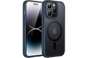 ‎JETECH JETech Magnetyczna Etui dla iPhone 14 Pro 6,1 Cala Kompatybilny z MagSafe, Półprzezroczysta Matowe Tylna Szczupły Odporny na Wstrząsy Case (Sztormowy Błękit)