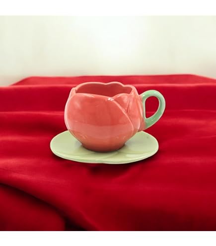 食器 rosa MGeezz Premium Vintage Rose Ceramic Tea Cup and Saucer Set - 400ml