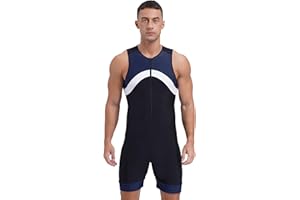 Hedmy Mens One Piece Bodysuit Wetsuit Sleeveless Front Zip Swimming Surfing Swimsuit Sun Protection Swimwear