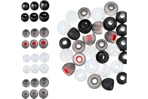 LUVADEYO 48 sztuk zamiennych silikonowych wkładek dousznych, wymienne końcówki, kompatybilne z większością słuchawek dousznych, 4 kolory, 3 rozmiary (11/12/13 mm)