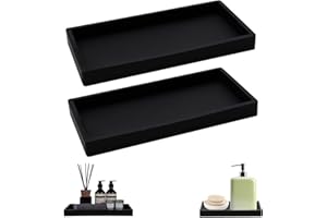 XINSUO 2 sztuki taca łazienkowa, dekoracyjna taca do łazienki, silikonowa taca łazienkowa (czarny, 20L*10W*2H cm)