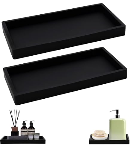 2 Plateaux Salle De Bain En Silicone Motif Marbre - Rangement Bijoux & Cosmétiques