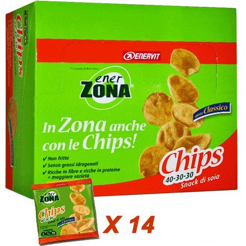 Enervit EnerZona Chips 40-30-30 Gusto Classico, Box da 14 Sacchetti da 23 g