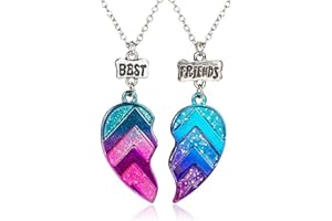 LONSVTTU 2 collane Confezione da BFF Collana dell'amicizia Best Friends for Girls Regali di compleanno Regali a catena con ciondolo,Collana a forma di cuore