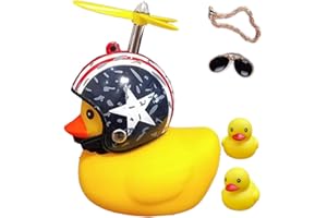 ACEDOAMARE Duck Bike Bell, Cute Rubber Yellow Duck Bicycle Accessories with LED Light Propeller Helmet Squeeze Horns for Cycling Motorcycle Car Handlebar Bicycle