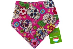 DIMPLES - SEW HAPPY Dimples Hundehalstuch - Mexikanische Totenköpfe pink - Halstuch für kleine mittlere und Grosse Hunde Welpen und Katzen - Hunde Besitzer Geschenk - Handgemachtes Hunde Accessoire 40cm
