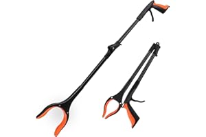 THINKWORK 81cm/32" Litter Pickers Grabber Stick - Foldable Helping Hand Grabber for Disabled, Adults and Elderly, Heavy Duty Pick Up Stick Grabber, Portable Rubbish Picker Grabber (Orange)