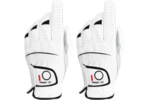 FINGER TEN Golfhandschuhe Herren Links Rechts Hand 2 Stück Golfhandschuh Wettersof Leder Golf Handschuhe Linke Rechte Griffig Weich Gemütlich Passform Handschuh Größe S M ML L XL für Golfer Männer