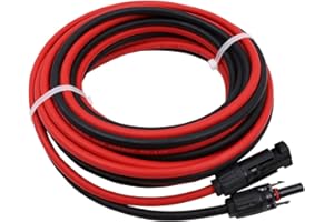 ZONADAH Pair of 6m 6mm2 Single Core Extension Cables with Connectors for Solar Panels and Solar Systems 6 meters (19.6 feet) Cable with Plug