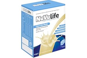 NuVu Life, Liquid-Life Shake. High Calorie, High Protein, Nutrient Rich Powdered Drink Mix for Weight Gain or Meal Replacement (50 g (Pack of 7), Vanilla)
