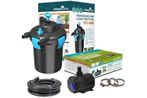 AllPondSolutions Pressurised Koi Fish Pond Filter Complete Kit with Pond Pump and UV Steriliser Light All in one - Ponds Up to 3000 litres - PFC-3000-KIT