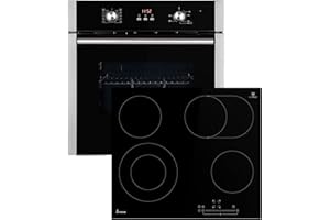 Autarkes Herdset: 60cm Einbaubackofen BO8805SS + 59cm Kochfeld KK590RL | Grill | Heißluft | Automatik-Timer | 2-fach Wärmesch