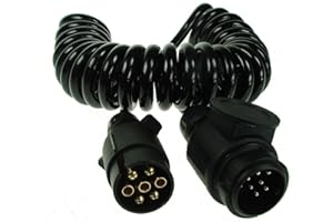 Maypole 2.5 m 7 To 8 Pin Curly Conversion Lead – 7 Pin Plug To 8 Pin (13 Pin Type) Plug, for Trailer Lighting
