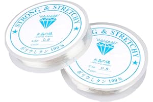 ihaspoko 2 Pezzi 0.8mm di Filo Elastico Trasparente per Bracciali, per Appendere Decorazioni, Filo per Perline Resistente e Durevole per Collane