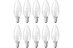 ‎LEUCI Leuci 10 x Glühbirne Kerze 60W E14 klar Glühlampe B35 Glühbirnen Glühlampen Kerzen warmweiß dimmbar (60 Watt, 10er)