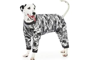 Kuoser Hundebody Nach Op für Mittelgroße Hunde Schlafanzug, Einteiler Op Body Hund Kastration Rüde, Hundebody Hundeanzug mit Beinen Lange Ärmel für Hunde Op Body Hündin, Hund Halskrause Alternative, L