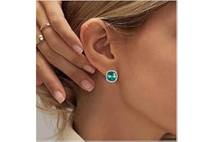 Inateannal Orecchini Di Cristallo Smeraldo Orecchini Quadrati Smeraldo Verde Orecchini D'oro Cz Smeraldo Orecchini Minimal Verde Geometrico Gioielli Per Donne E Ragazze