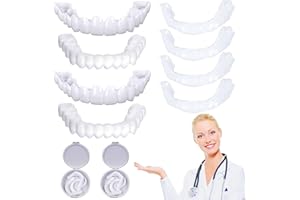 BAFLOVGA 2 Paia Denti Finti Dentiera Provvisoria, Denti Finti Protesi per Faccette, Faccette Dentali Estetiche Adesive, Superiore Inferiore Denti Cosmetic, Dentiere Temporanee per Uomini e Donne