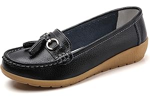 LTHTX Mocassini da donna in pelle comodi, piatti, casual, punta rotonda, mocassini da guida selvaggia, morbidi scarpe da passeggio da donna