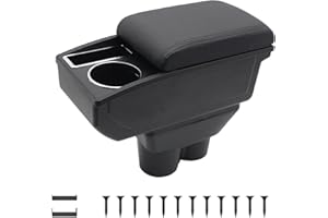 KAERGK Auto Armlehnen für Opel Corsa E 2014-2018 Mittelkonsolen für Kfz Doppelter Stauraum mit Getränkehalter Einfache Montage Bequemes und Strapazierfähiges Leder Schwarz (Schwarze Linie)