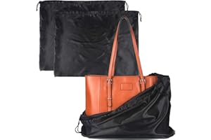 BLESMALLER Dust Cover Storage Bags Silk Cloth with Drawstring Pouch for Handbags Purses Pocketbooks Shoes Boots Set of 2, Black (23.6 x 19.6)