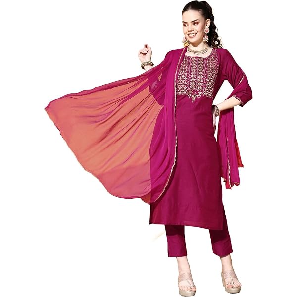 Ishin Women's Orange Embroidered Kurta Set With Sharara & Dupatta - Yoke Zari Work, 2XL