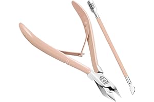 SENBACH Cuticle Trimmer with Cuticle Pusher, Cuticle Remover Cuticle Nipper Professional Stainless Steel Cuticle Cutter Clipper Durable Pedicure Manicure Tools for Fingernails and Toenails (Pink)