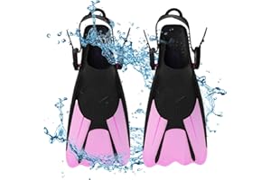 PLLYPE Płetwy do nurkowania, regulowane, krótkie, uniseks, do pływania, snorkelingu, dla dorosłych i dzieci (rozmiar 34-38)