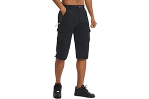 KEFITEVD Męskie trzy czwarte piesze wędrówki szybkoschnące długie szorty safari lato 3/4 cienkie spodnie do chodzenia na świeżym powietrzu z 7 kieszeniami