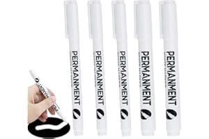 Gudemoore 5 PCS Rotulador Blanco Resistentes al Agua y de Secado Rápido, 2 Piezas Rotulador Blanco Permanente Punta Fina 1MM y 3 Piezas Permanente Mediano 2MM, para Lona, neumáticos, Piedra
