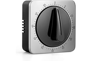 Albayrak Timer da cucina, timer da cucina con allarme forte, non richiede batterie, 100% meccanico - Retro magnetico, squisito corpo in acciaio inossidabile - Promemoria conto alla rovescia - Argento