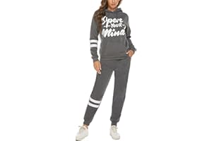 QUNERY Tuta Donna Sportiva Completa Autunno Inverno 2 Pezzi Felpa con Cappuccio Pantaloni Vita Alta Sportwear per Yoga Jogging Fitness