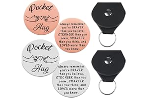 NINVVS 2 Pieces of Small Hug Lucky Charms, with 2 Pieces of Black Storage Bags, Titanium Steel Round Lucky Charms, Comfort, Encouragement, Care Gifts, and a Gift for a Speedy Recovery.