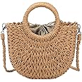 Straw Bag for Women Summer Handwoven Tote Bag Rattan Handbag Hollow Boho Style Clutch Purse for Beach Travel Daily Use