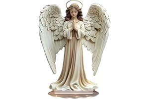 GENERIC Splendida decorazione a croce con ali d'angelo, statua commemorativa con ali d'angelo, decorazione commemorativa 2D in acrilico da parete o scrivania, ricordo religioso per casa, ufficio, chiesa