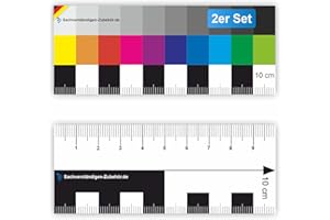 SACHVERSTÄNDIGEN-ZUBEHÖR.DE Sachverständigen-Zubehör® Datacolor ColorChecker - 10 cm Righello colore [Set di 2 Plastica] Color Chart per la Fotografia | per Macchina Fotografica | Calibrazione bianco nero | Made in Germania