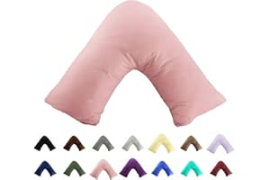 Gyulin 100% Cotton 300 Thread Count Soild Envelope Style V Shaped/Tri/Boomerang Standard Pillow Case Cushion Cover Only Cover No Insert (Pink)