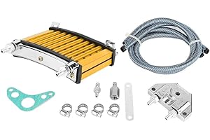 QII LU Qillu Motorradölkühler, Gold Aluminiumlegierung Motorrad Motorölkühler Kühlsatz Fit Für 125ccm 140ccm 150ccm