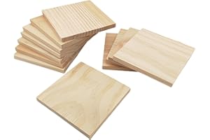 ANKTILY 12 Stück Unlackierte quadratische Holzblöcke zum Basteln, 12 x 12 x 1 cm blanko Holzquadrate aus Kiefernholz für Holzschnitzerei, DIY-Holzuntersetzer, Malen und Brennen