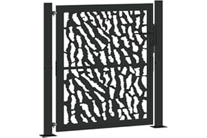 vidaXL Garden Gate 105x105 cm Steel - Black Exterior Patio Fence with Elegant Trace Design & Lockable System