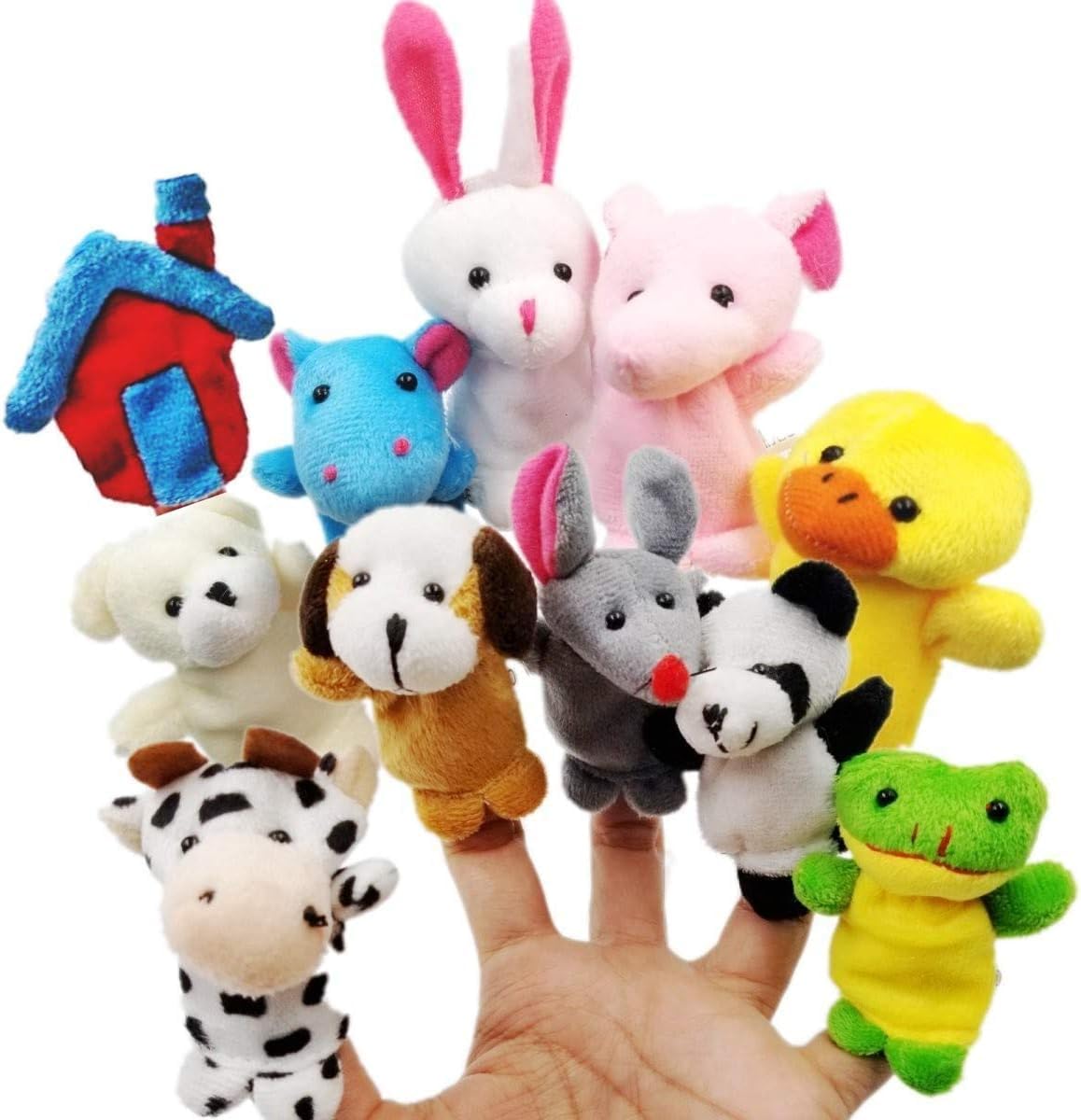 JZK 11 Marionetas Dedo Animales Dedos títeres Animal Juguetes pequeños Juguetes de Peluche para niños favores Partido Fiesta cumpleaños Rellenos Bolsas Regalo