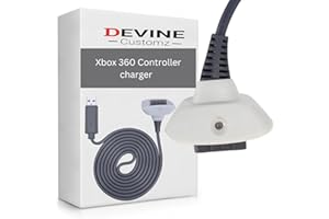 DEVINE CUSTOMZ DevineCustomz® Charging Cable for Xbox 360 Controller - 1.8m Wear-Resistant USB Lead for Microsoft Xbox 360 Gamepad White/Grey (Grey/White)